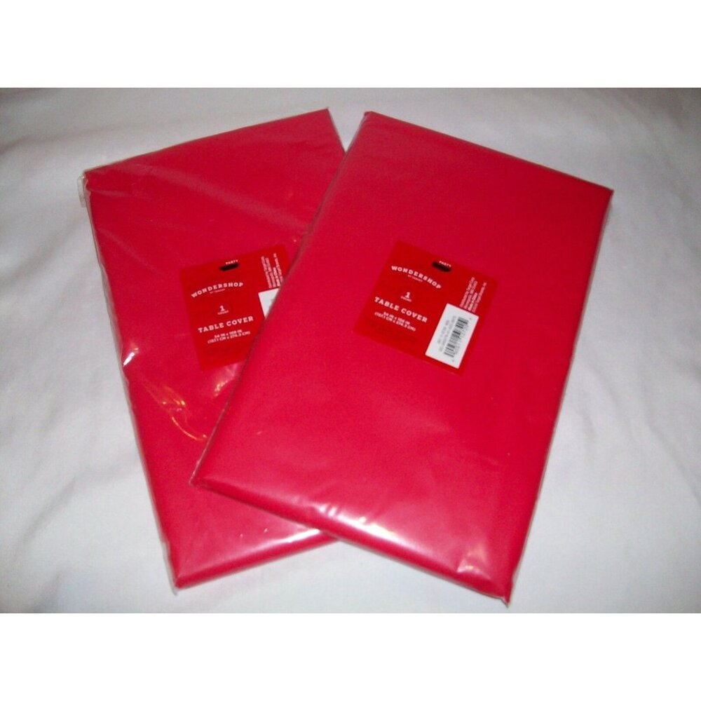 Red Holiday Plastic Party Table Cover 54x108 Set 2 Outdoor Disposable Tablecloth